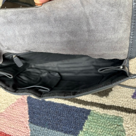 Cynthia Rowley Oversized Gray Puffy Quilted Patent Leather Clutch & Crossbody - Picture 7 of 16